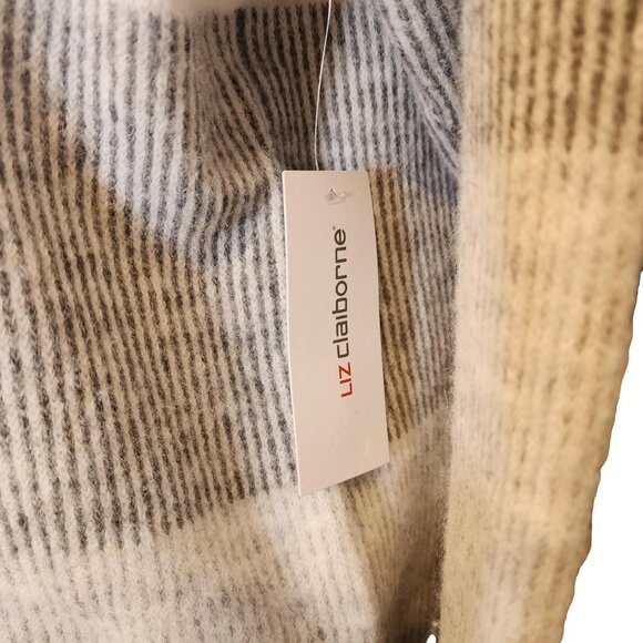 Liz Claiborne Cashmere-feel Knit Sweater - Black, Grey, and White. NWT - Size M - Picture 4 of 6